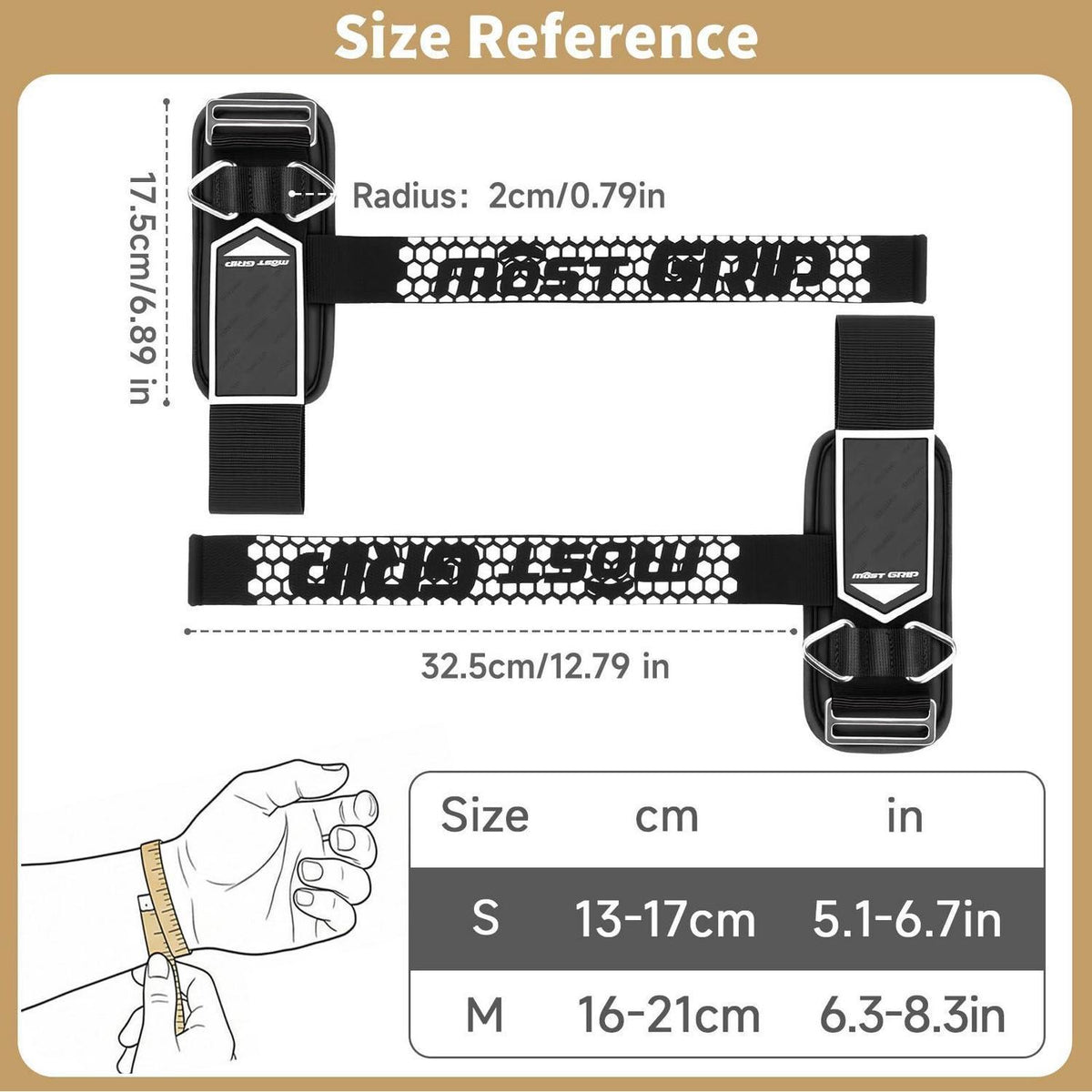 2-in-1 Zughilfen Krafttraining mit D-Ringen, Größe M (17-23cm)