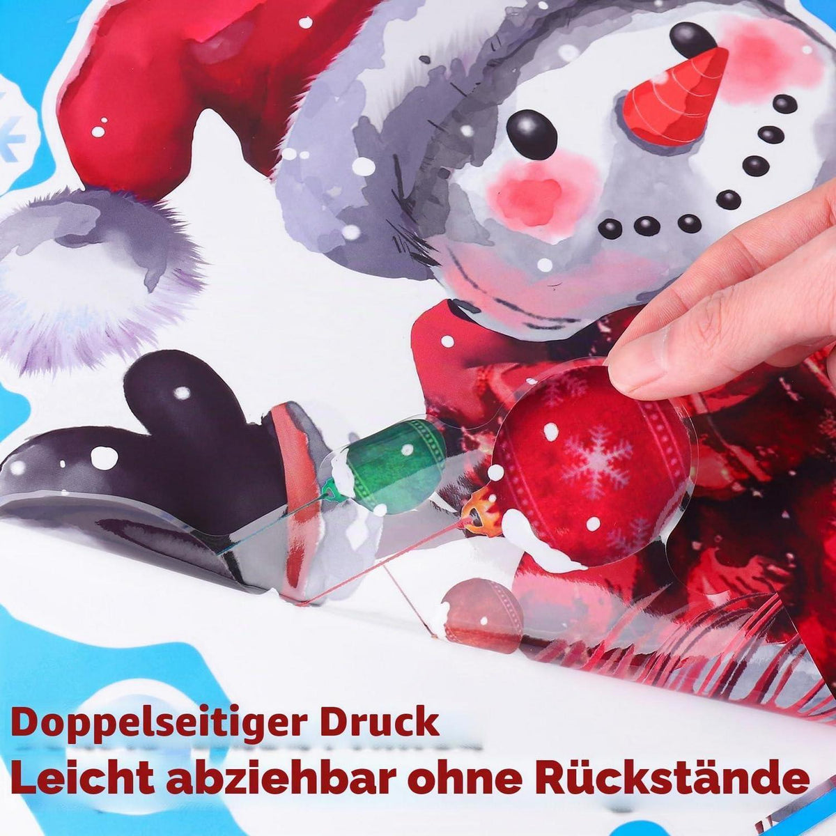 6x Fensteraufkleber Weihnachten – Schneemann & Schneeflocken Deko