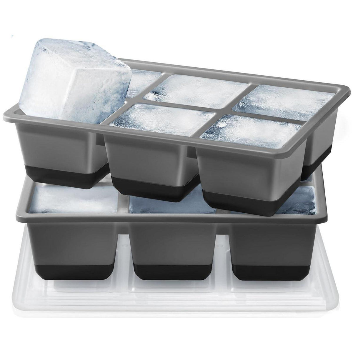 XXL Eiswürfelform mit Deckel – Große Silikon Eiswürfelbehälter