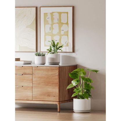 Keramik Blumentopf 25cm mit Untersetzer & Drainageloch, Weiß