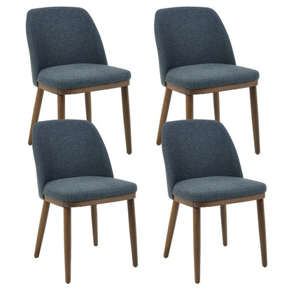 Esszimmerstühle Set 4 Blau – Gepolsterte Küchenstühle Holzbeine