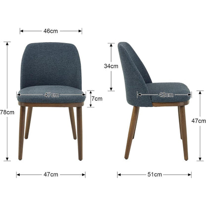 Esszimmerstühle Set 4 Blau – Gepolsterte Küchenstühle Holzbeine