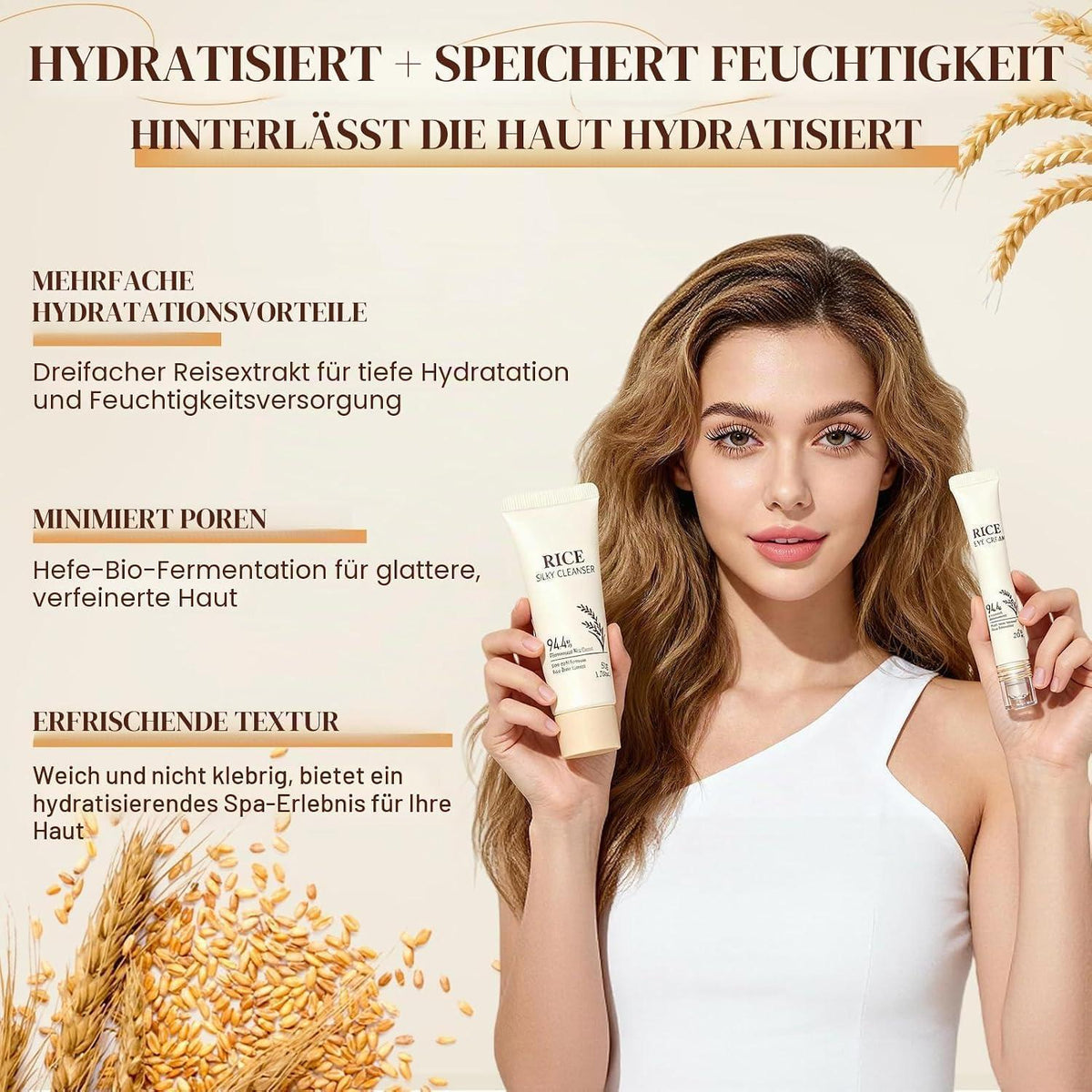Koreanisches Reis Skincare Set – 9-teiliges Hautpflege Geschenk