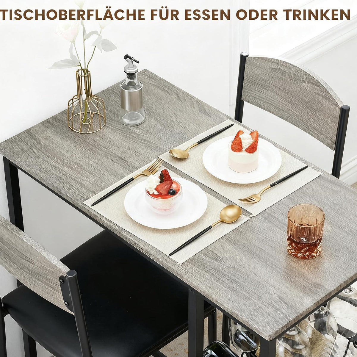 Stehtisch Set Grau mit Stühlen & Stauraum – Platzsparendes Bartisch-Set