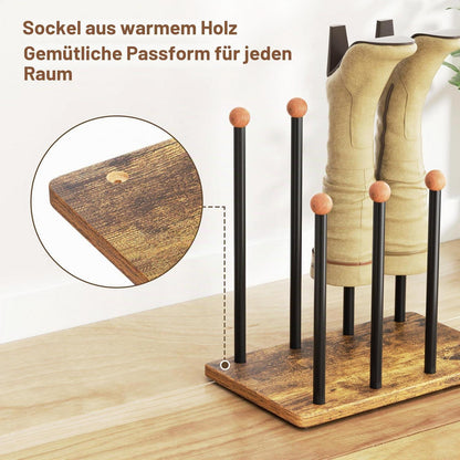 Platzsparendes Schuhregal für 8 Paar – Schwarz mit Zedernholz
