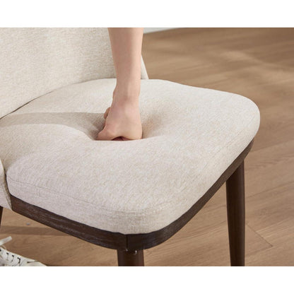 Esszimmerstühle 2er Set, Beige Polsterstuhl mit Holzbeinen