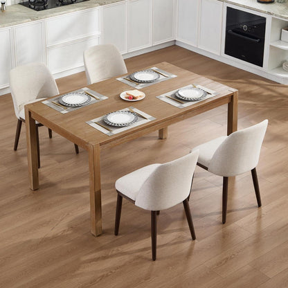 Esszimmerstühle 4er Set, Beige Polsterstuhl mit Holzbeinen