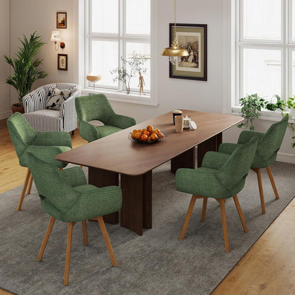 Drehbarer Esszimmerstuhl Set (6x) – Grün mit Holzbeinen