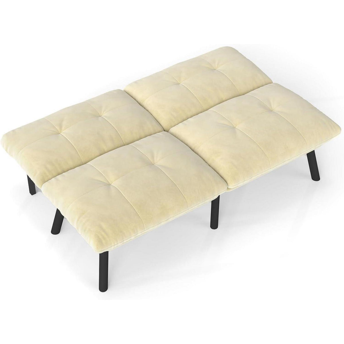Modernes 2-Sitzer Schlafsofa mit Velvet-Bezug (Sahne)