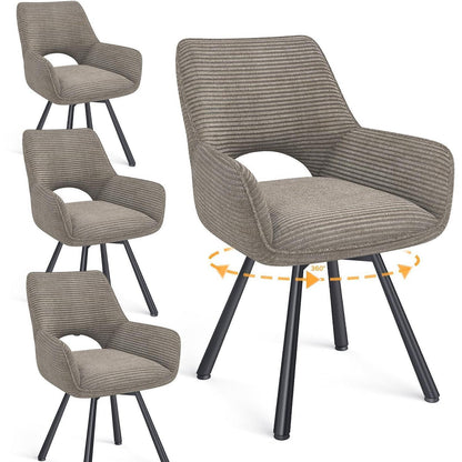 Drehbarer Esszimmerstuhl Set Taupe – Samt, 360° & Komfort