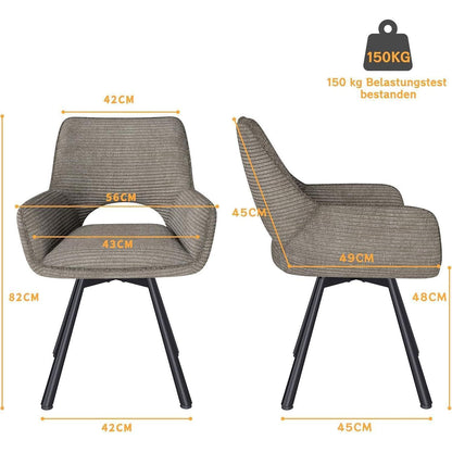 Drehbarer Esszimmerstuhl Set Taupe – Samt, 360° & Komfort