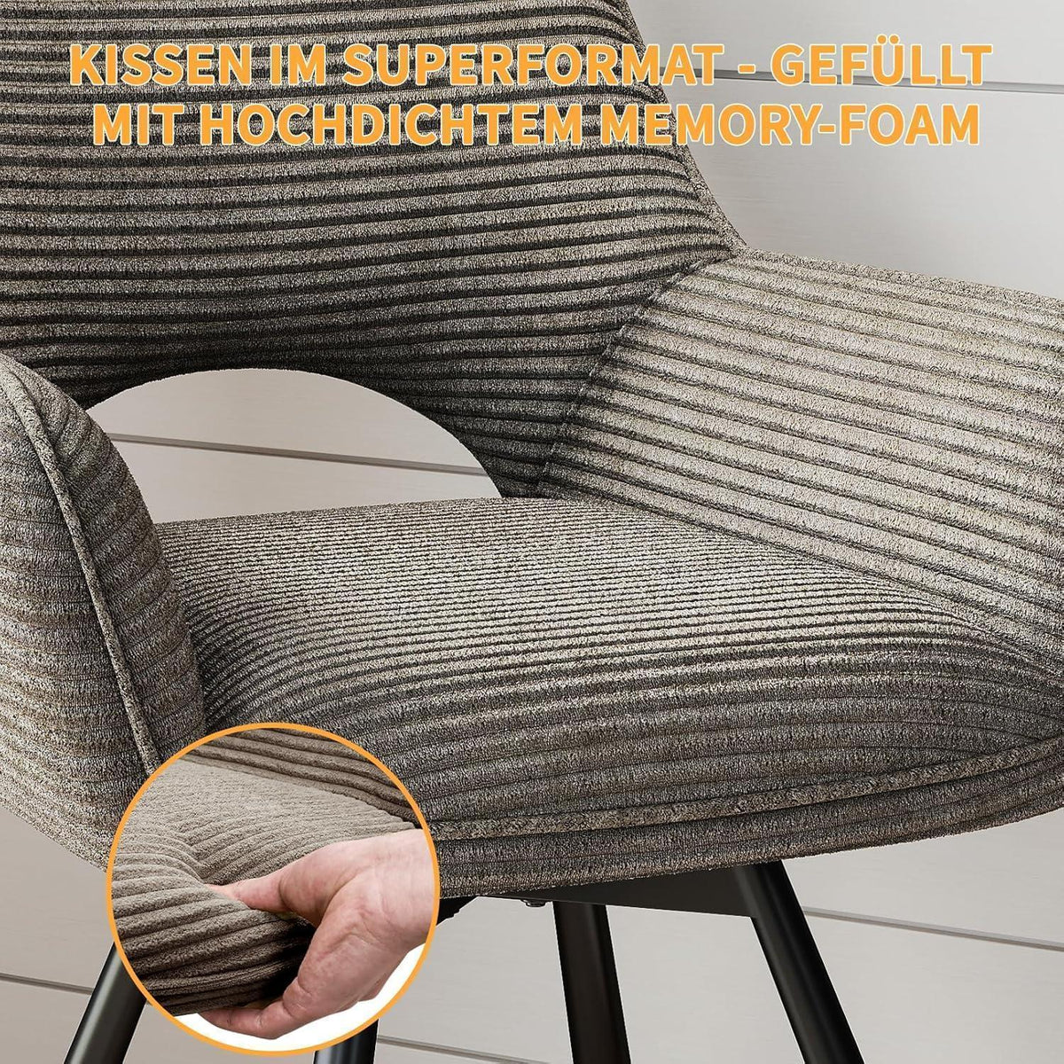Drehbarer Esszimmerstuhl Set Taupe – Samt, 360° & Komfort