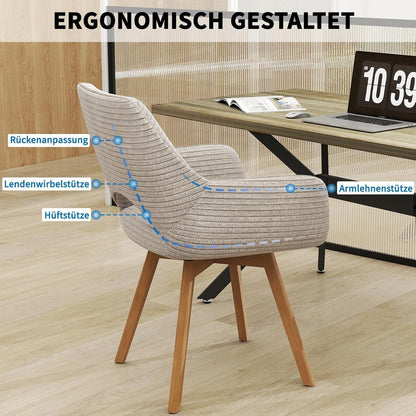 Drehbarer Esszimmerstuhl Set (4x) – Taupe mit Holzbeinen