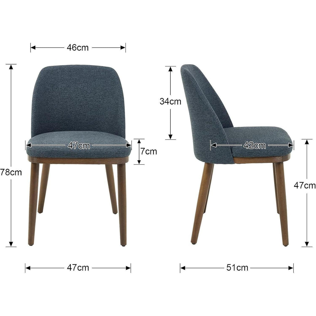 Esszimmerstühle 2er Set Blau – Polsterstuhl mit Holzbeinen