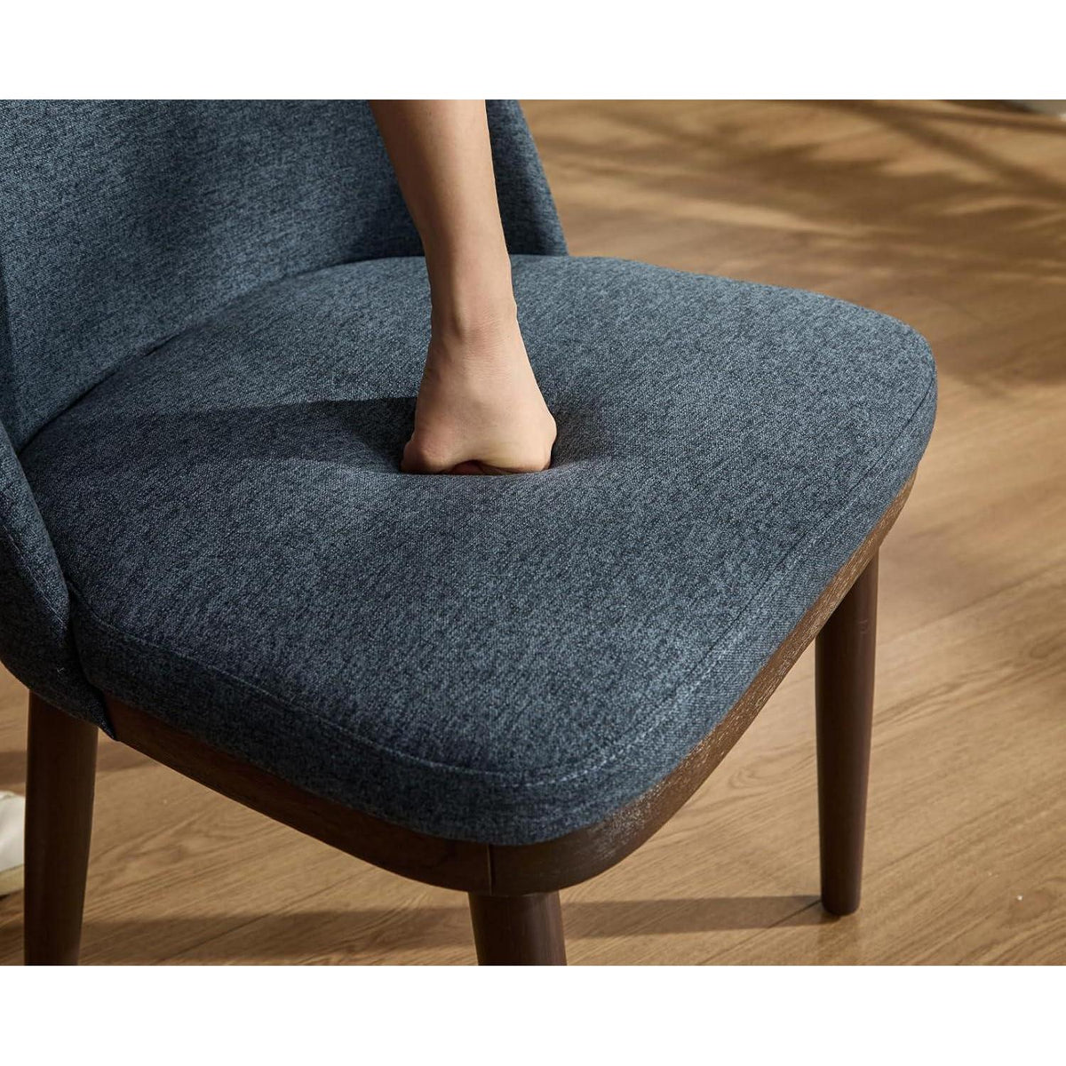 Esszimmerstühle 2er Set Blau – Polsterstuhl mit Holzbeinen