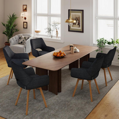 6er Set Drehbar Stühle | Modern & Komfortabel mit Holzbeinen Schwarz