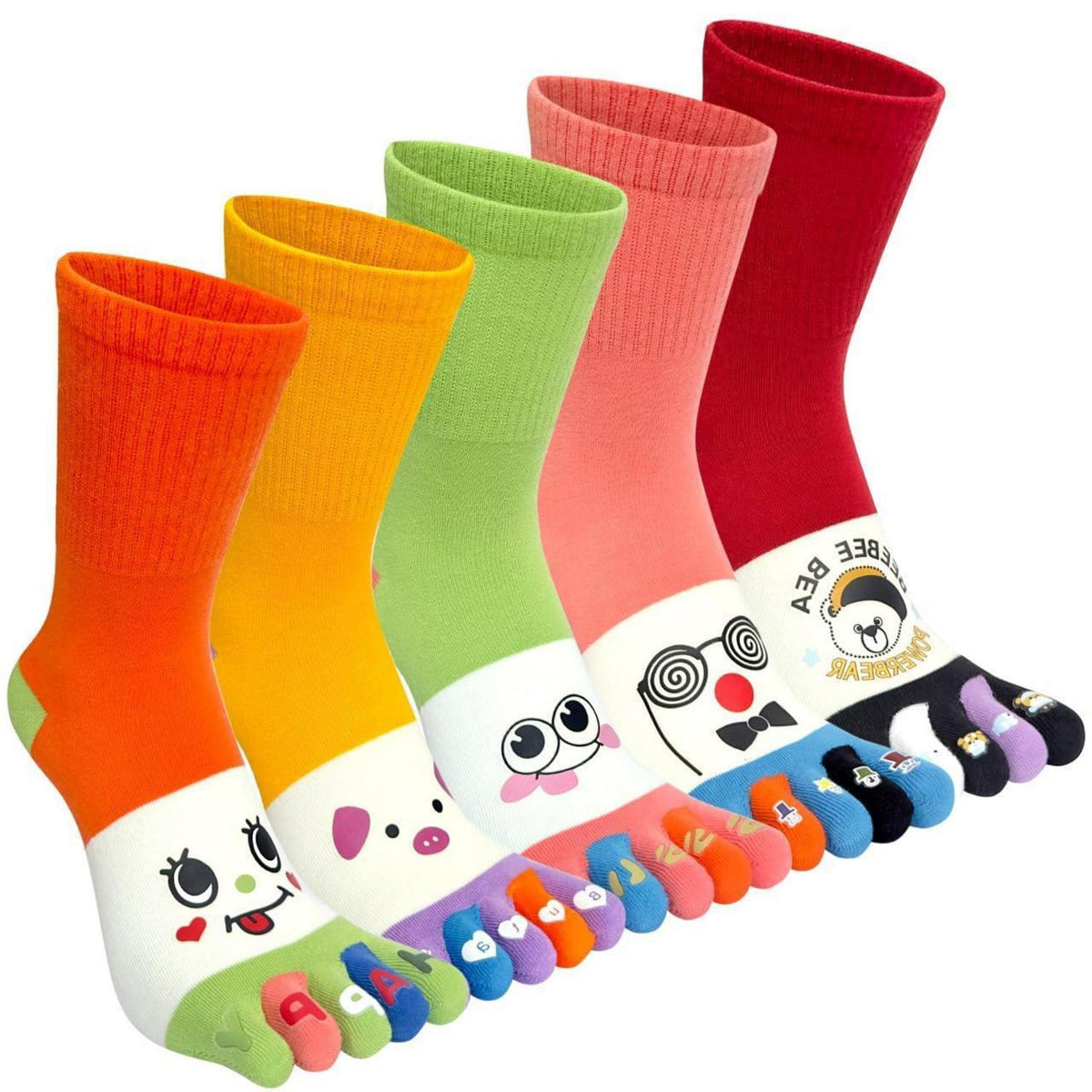 Damen Zehensocken Baumwolle Tier Cartoon 5-Finger Socken 35-40