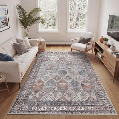 Vintage Teppich Wohnzimmer 160x230cm – Waschbar & Rutschfest