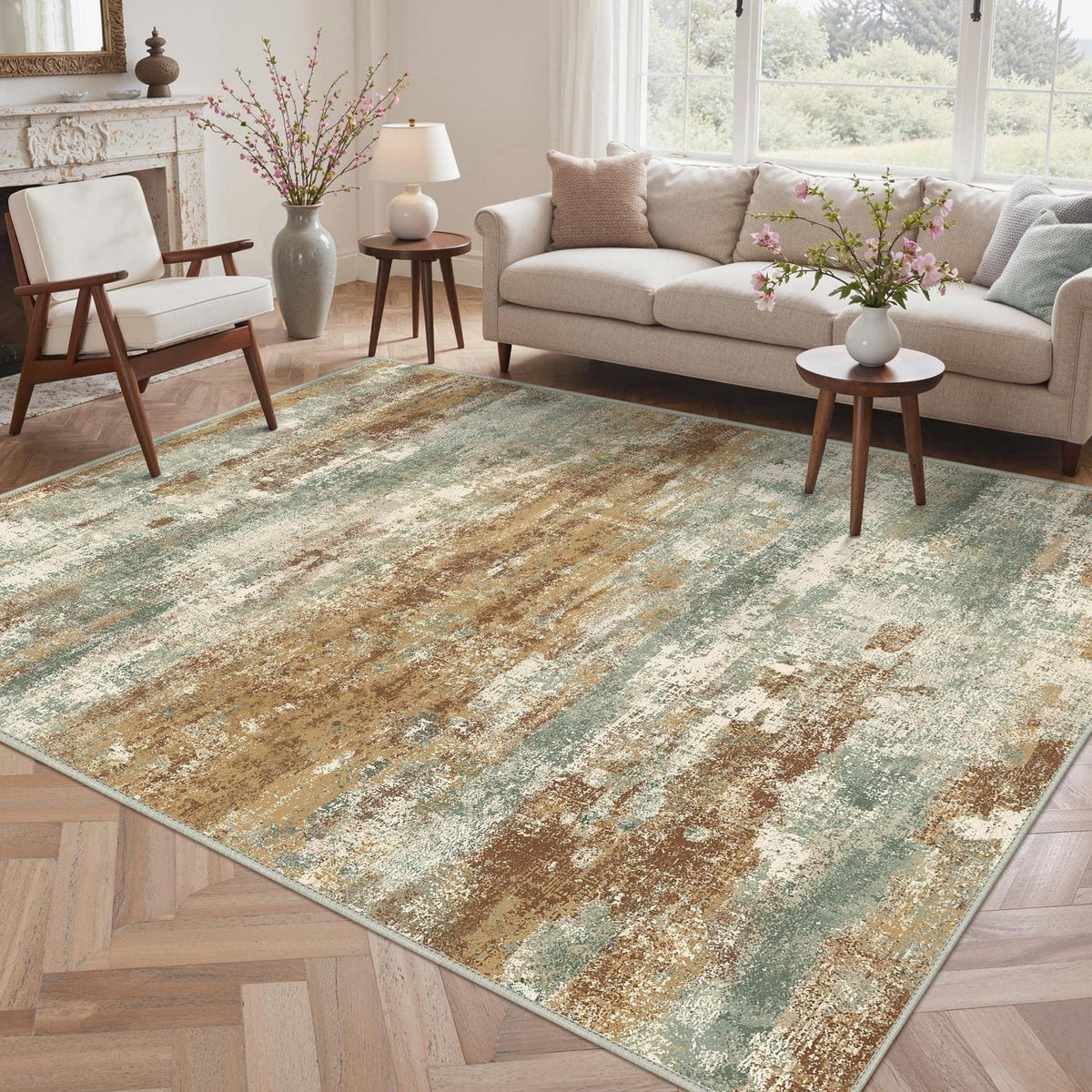 Moderner Wohnzimmerteppich Orange Farbverlauf 200x290 cm Rutschfest