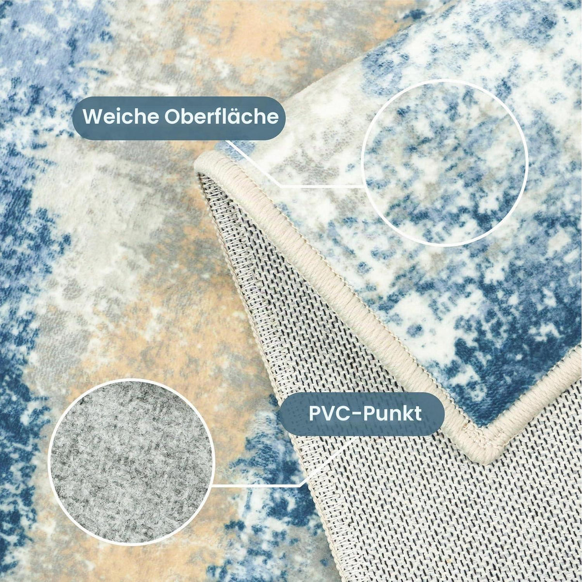 Moderner Waschbarer Teppich Blau 160x230 cm Rechteckig