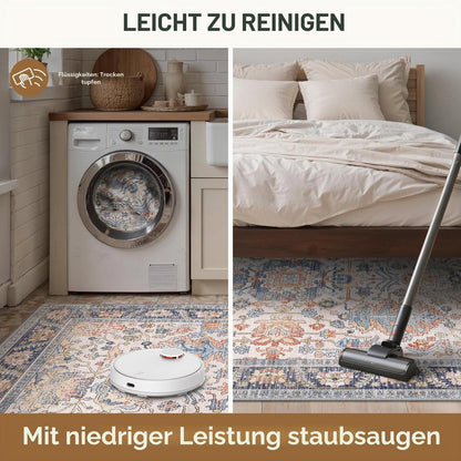 Vintage Teppich Wohnzimmer 200x290cm Rotblau Creme