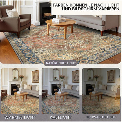 Vintage Teppich Rot 160x230cm – Waschbar & Rutschfest