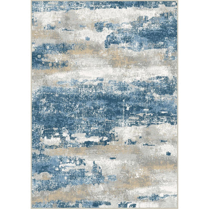 Moderner Wohnzimmerteppich Blau Farbverlauf 200x290 cm Waschbar