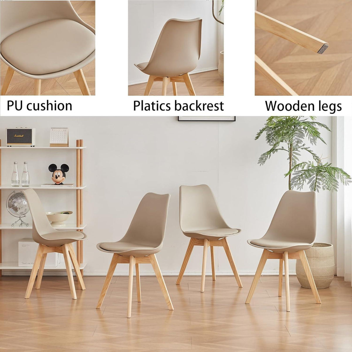Runder Esstisch Set 120cm + 6 Stühle Dunkelbraun/Khaki