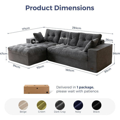 MAXYOYO Ecksofa mit Schlaffunktion & Ottomane, Grau