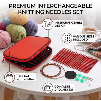 Austauschbares Stricknadel-Set | 26-teilig mit Tasche
