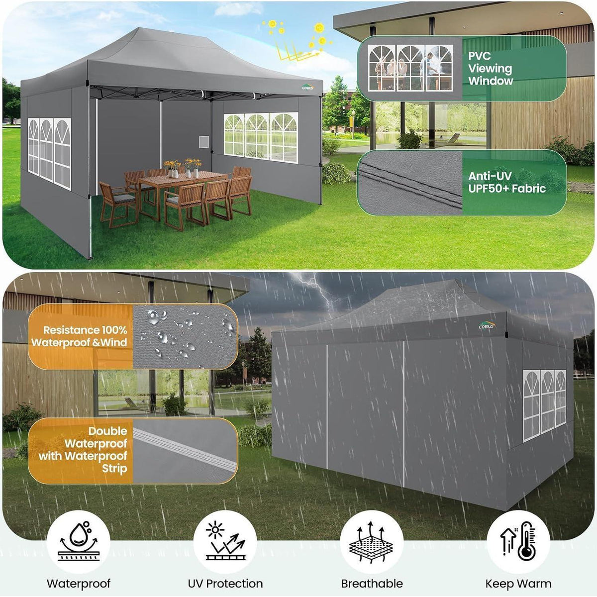 Faltpavillon 3x4,5m – Wasserdicht, Stabil & Mit Seitenteilen