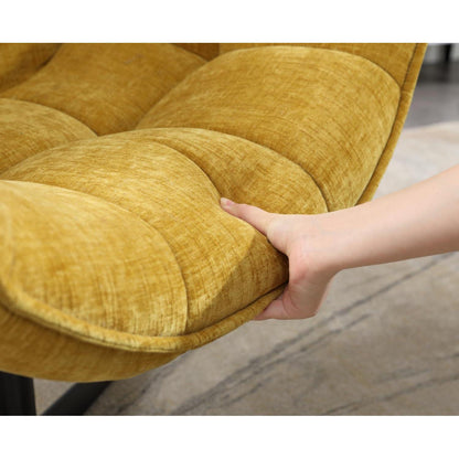 Drehbarer Ohrensessel Chenille Gelb – Bequemer Lesesessel für Wohnzimmer