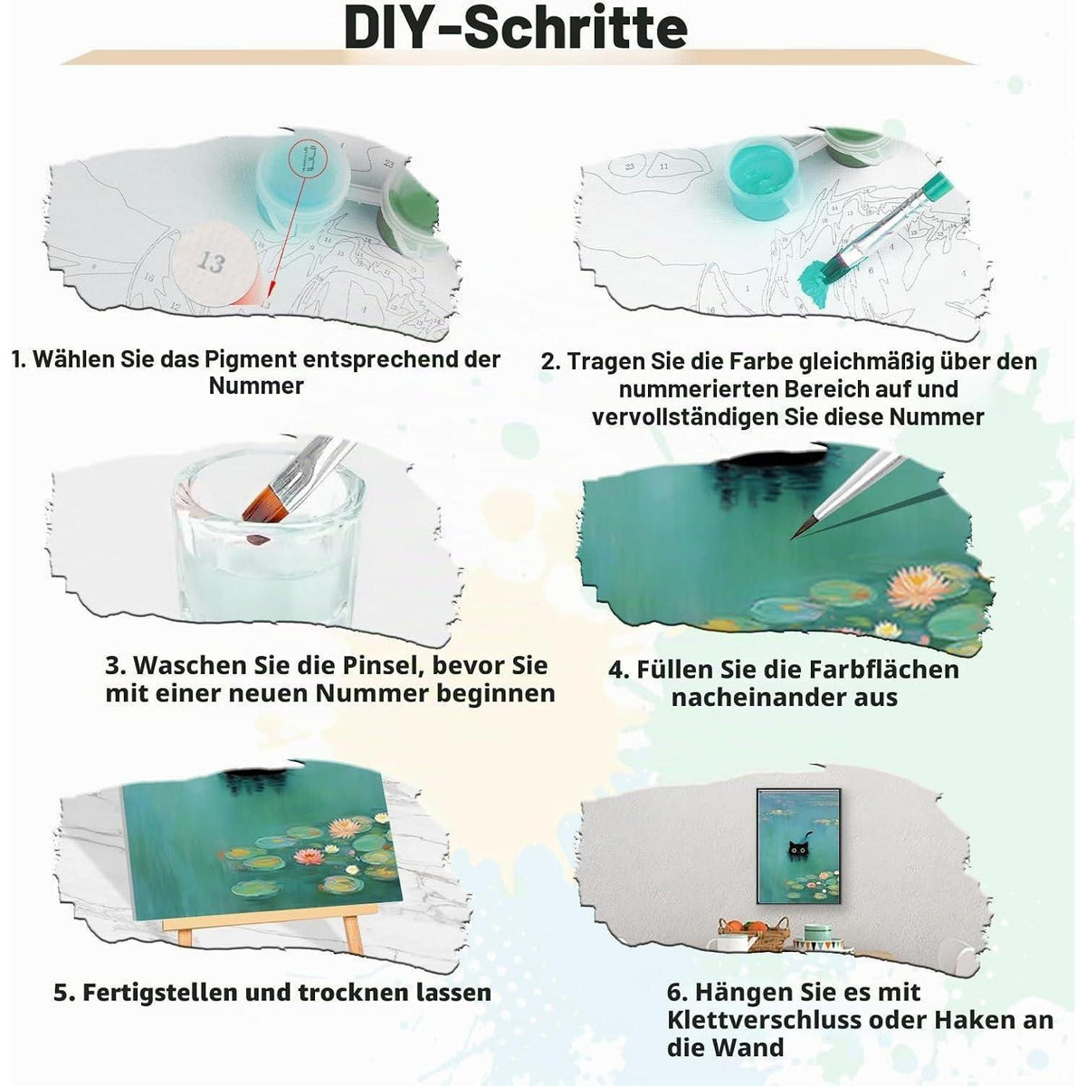 Malen nach Zahlen Katze See mit Rahmen – DIY Set Erwachsene