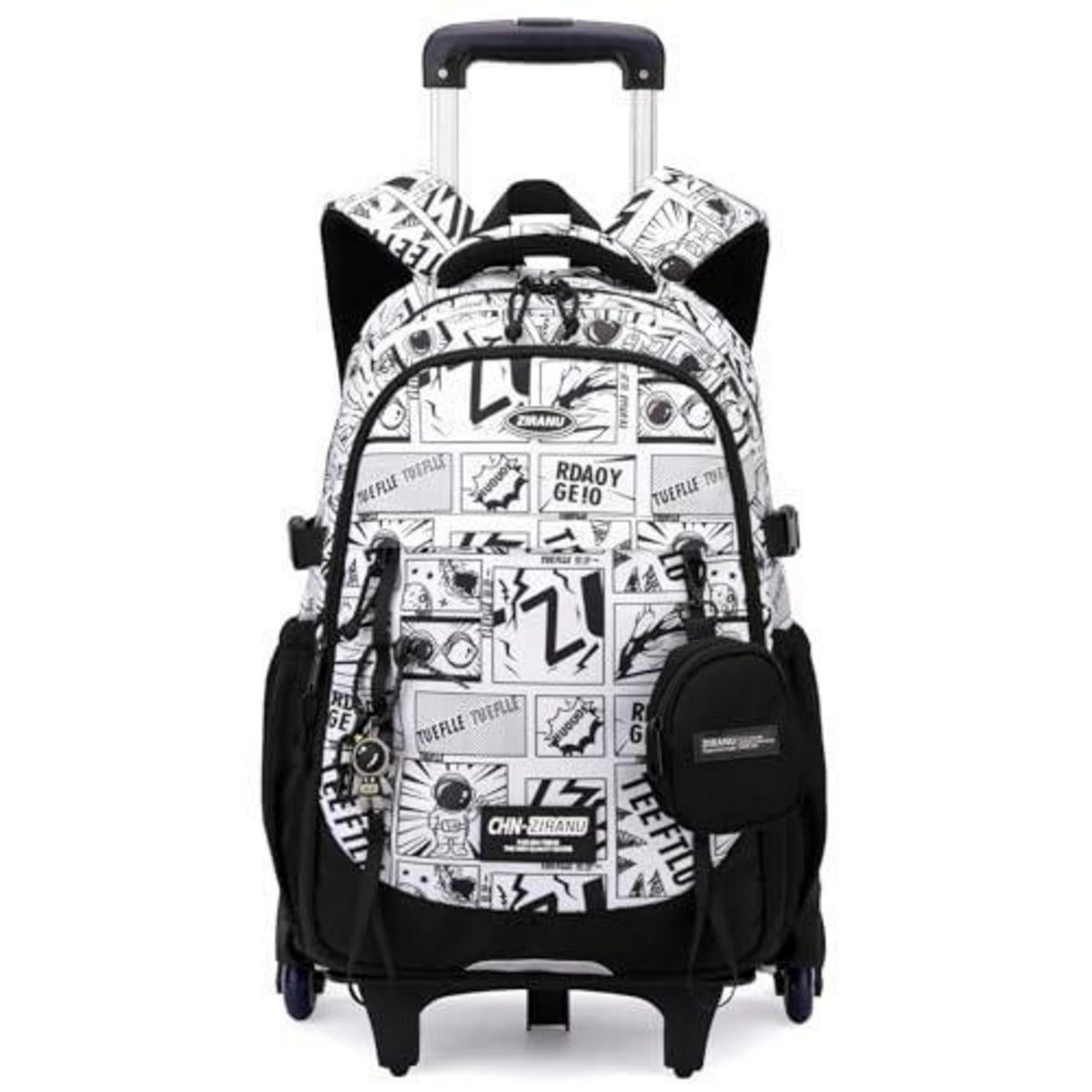 Schulrucksack mit Rollen für Jungen – Abnehmbarer Trolley & 6 Räder