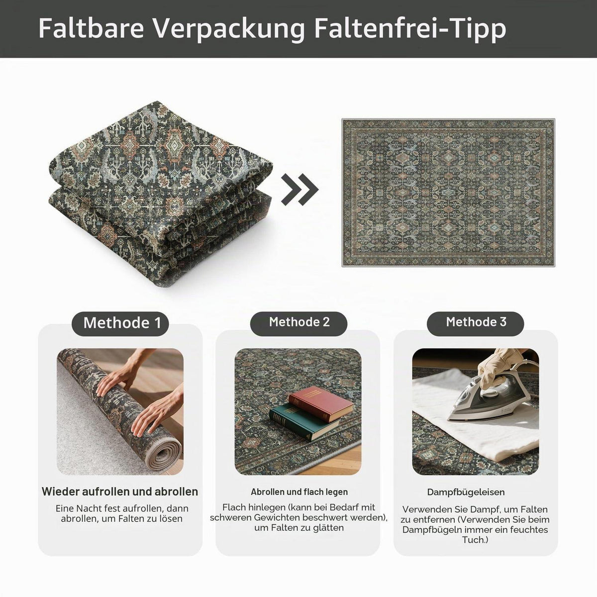Vintage Teppich Wohnzimmer 160x230 cm – Grau-Braun