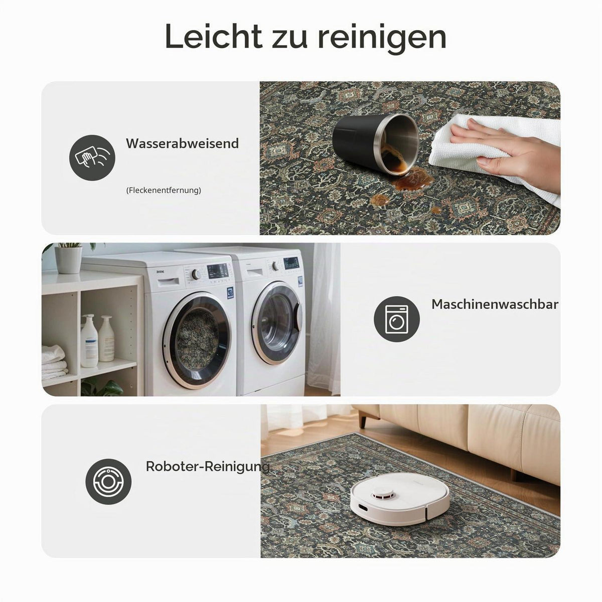Vintage Teppich Wohnzimmer 160x230 cm – Grau-Braun