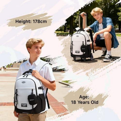 Schulrucksack mit Rollen für Jungen – Abnehmbarer Trolley & 6 Räder