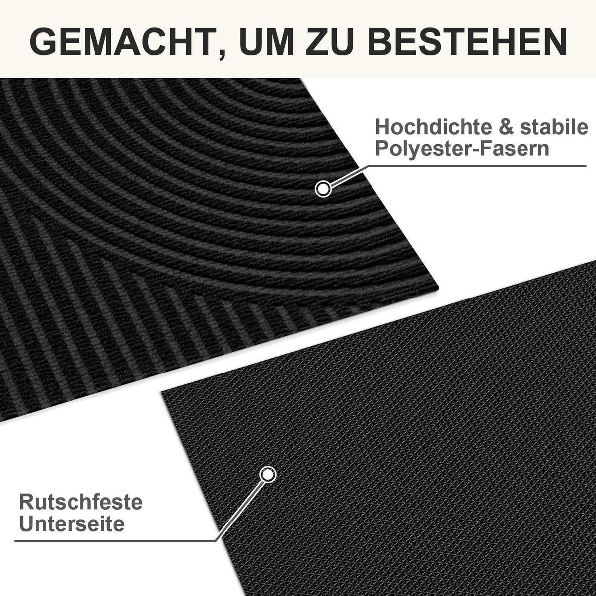 Rutschfeste Fußmatte 80x120cm – Schmutzfangmatte Schwarz