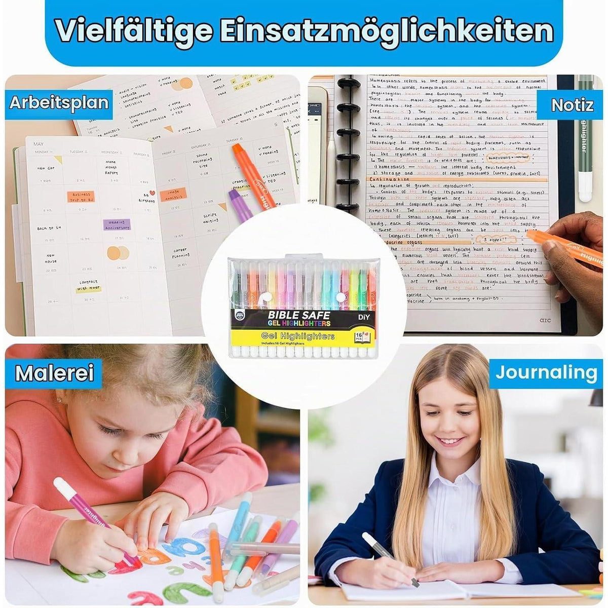 16er Set Bibel Textmarker | Gel Highlighters zum Markieren & Schreiben