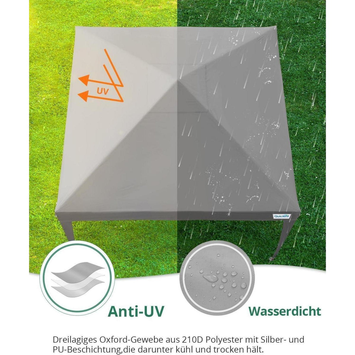 3x3m Faltpavillon wasserdicht mit Seitenwänden & UV-Schutz