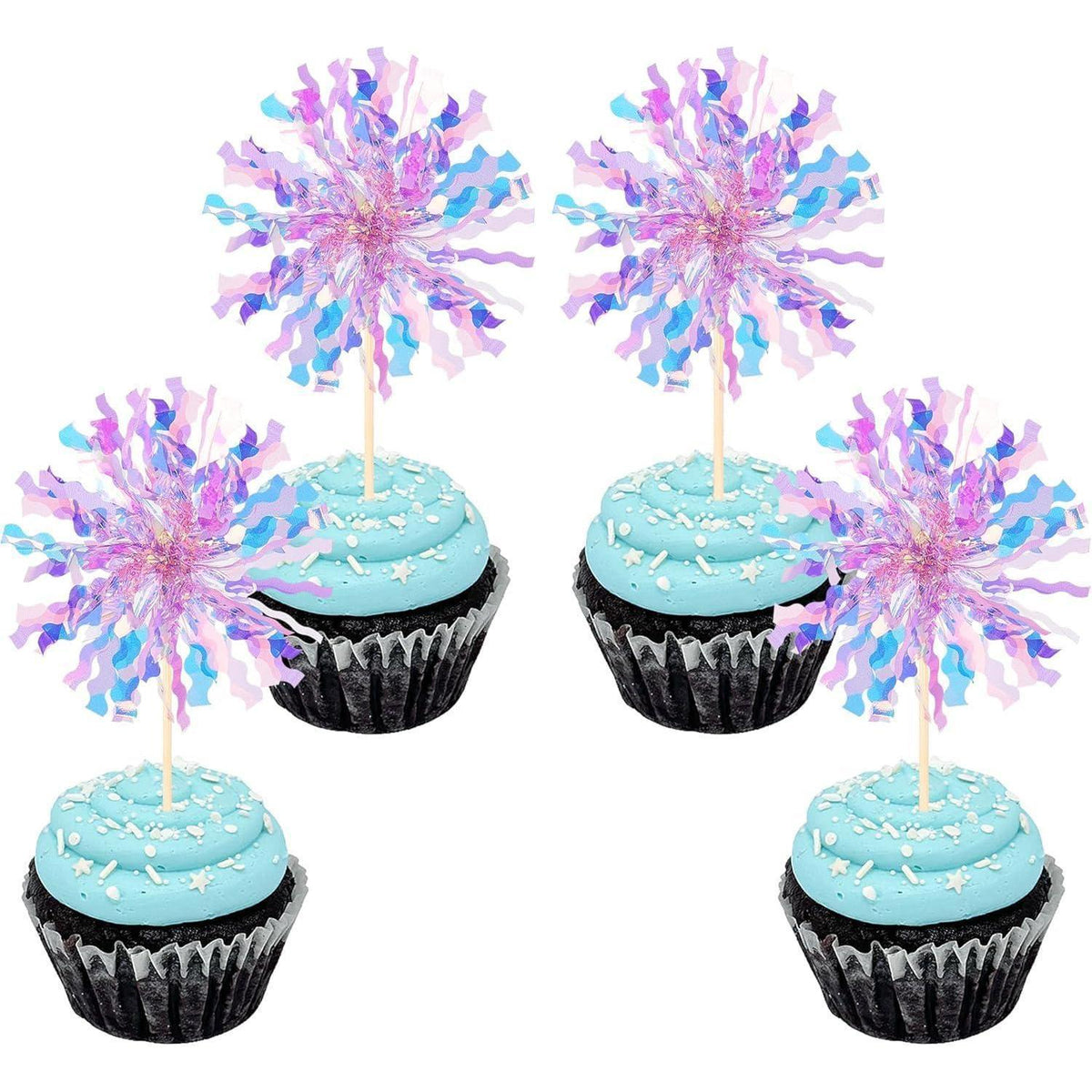 Feuerwerk Cupcake Toppers - 30 Stück Lila Partydeko
