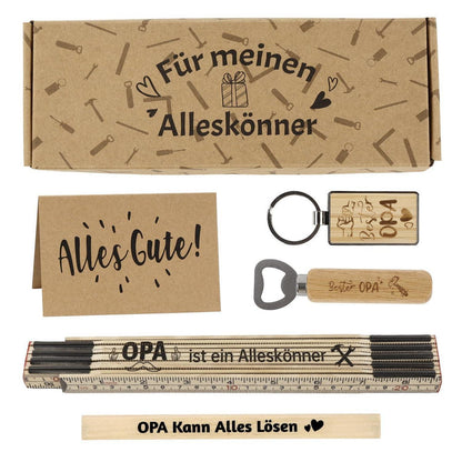 Opa Geschenkset: Zollstock, Bleistift & Co. in Geschenkbox