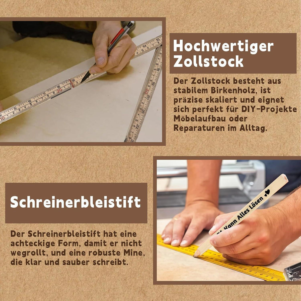 Opa Geschenkset: Zollstock, Bleistift & Co. in Geschenkbox