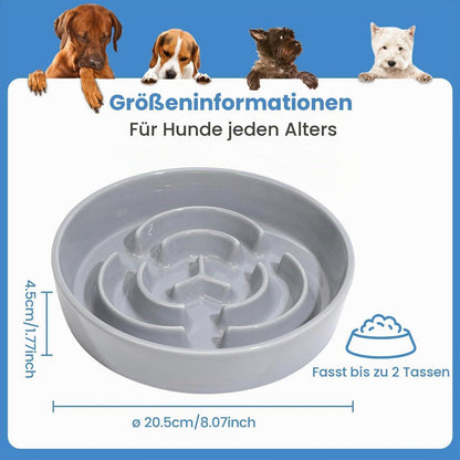 Antischlingnapf Keramik grau – Slow Feeder für Hunde