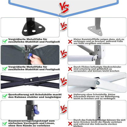 3x3 Pavillon Wasserdicht mit Seitenteilen – Garten & Camping