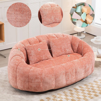 Zweisitzer Boneless Couch mit Memory Schaum – Rosa Chenille
