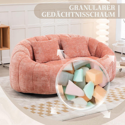 Zweisitzer Boneless Couch mit Memory Schaum – Rosa Chenille