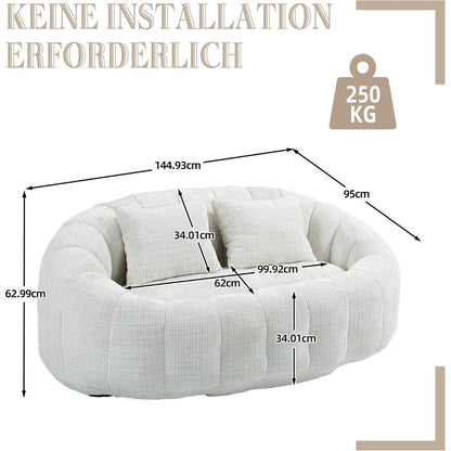 Zweisitzer Boneless Couch mit Memory Schaum – Beige Chenille