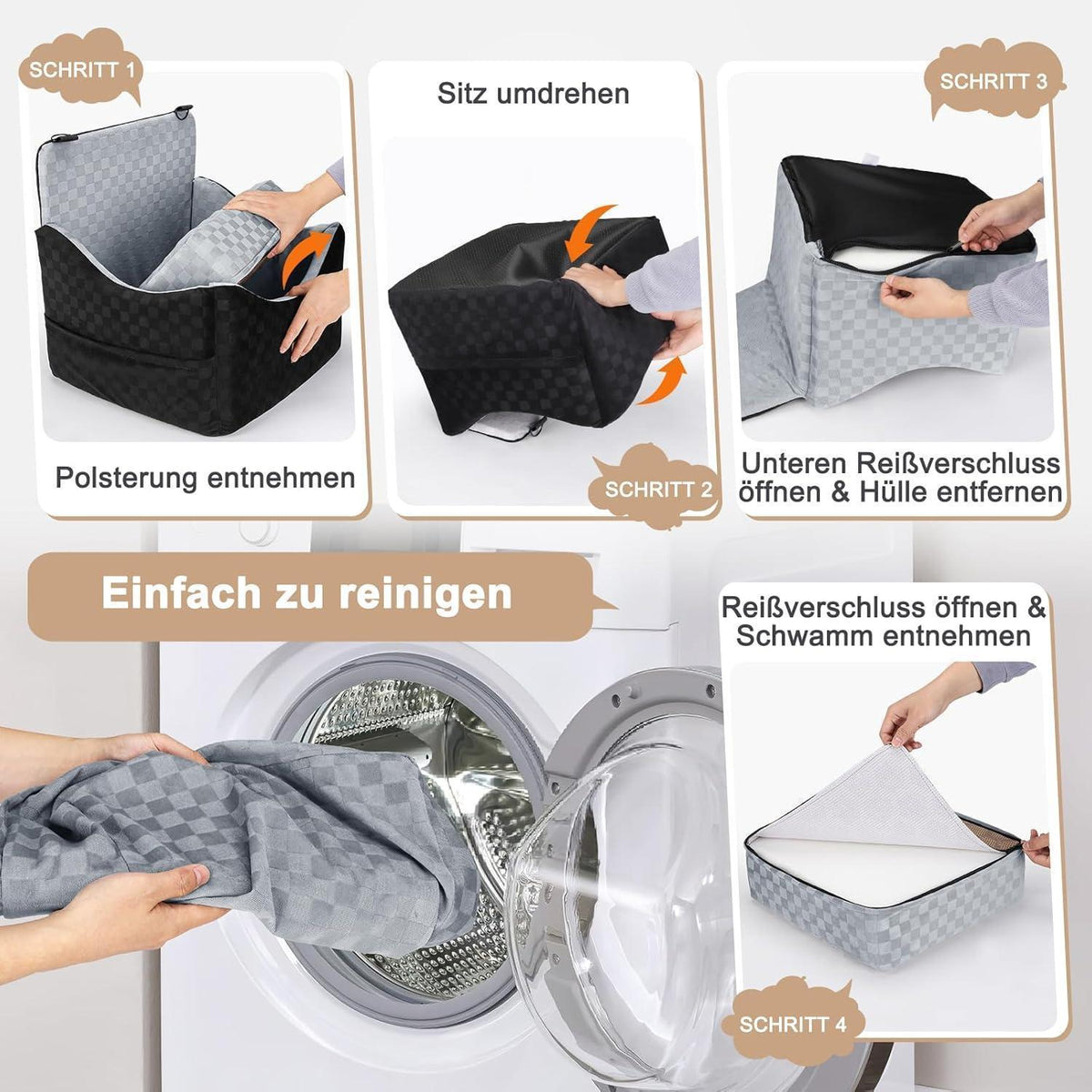 Hunde Autositz mit Memory-Schaum & Stauraum – Grau