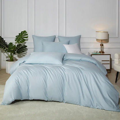Baumwoll Bettwäsche Set 220x240 Blau Hellblau 3-teilig